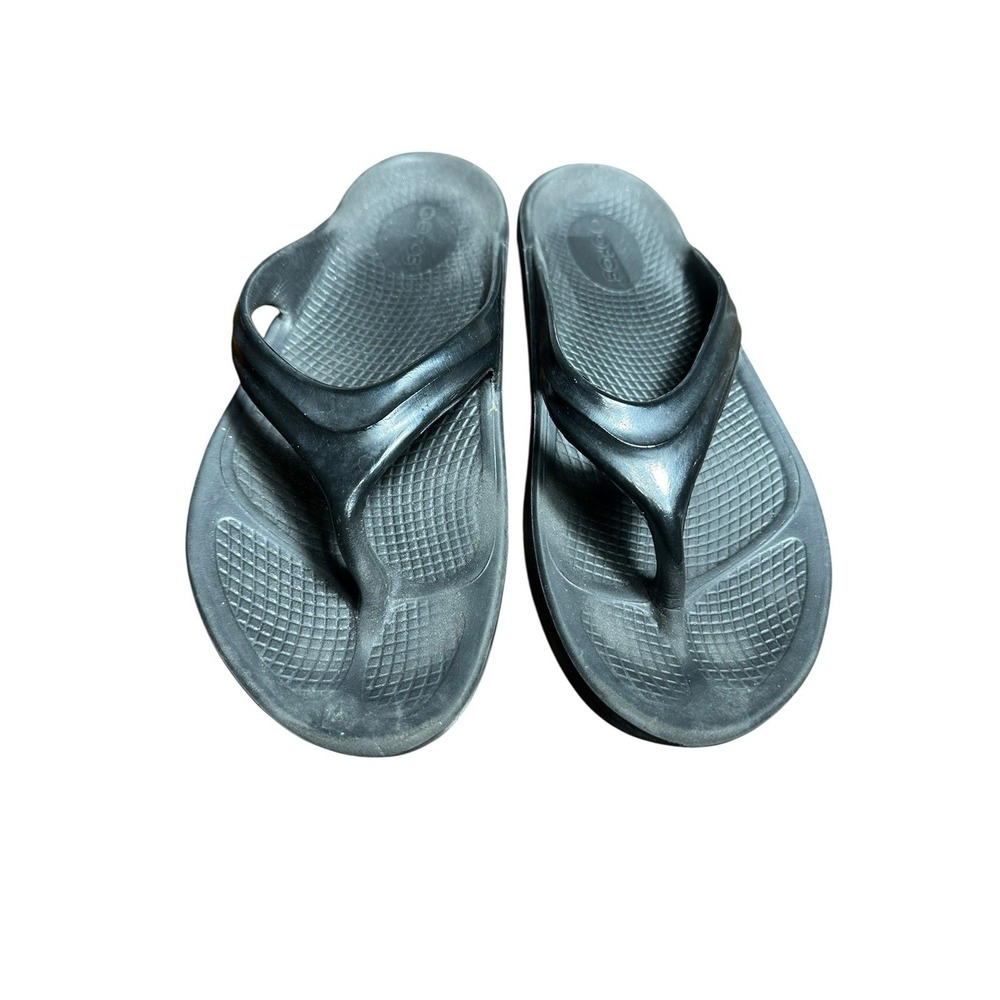 Oofos OOlala Luxe Flip Flop Thong Recovery Sandal Women's Size 8 Black #S54-6